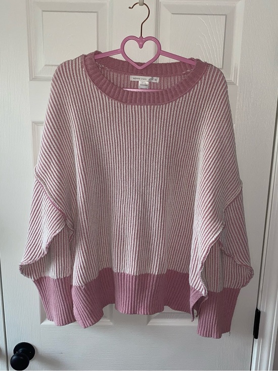 Altar'd State Sweaters - Altar'd State Two-Tone Pink Ribbed Drop-Shoulder Sweater